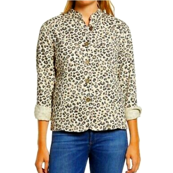 NWT Caslon Leopard Print Button Down‎ Women's Utility Jacket Size XXS - Picture 2 of 11